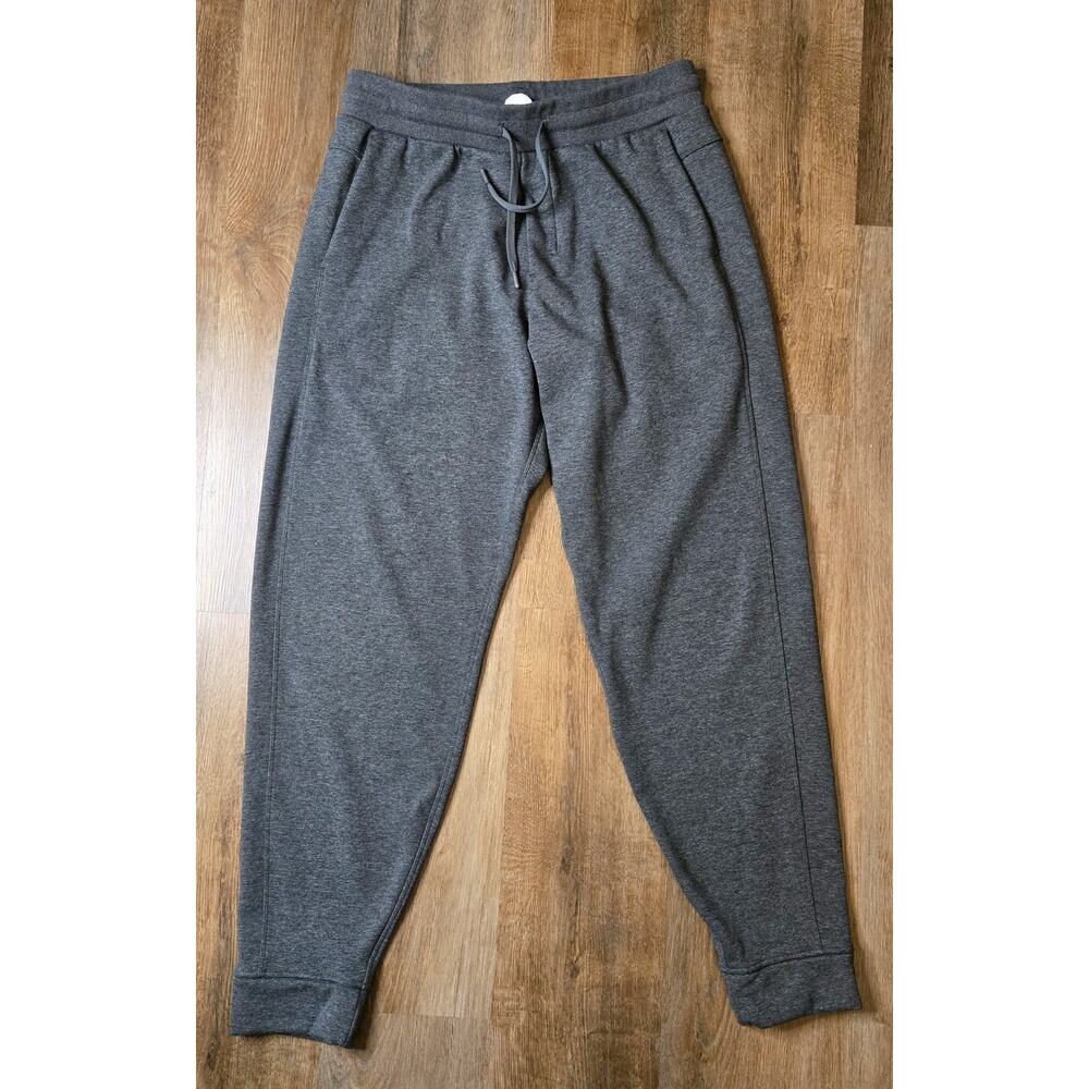 Men's Velour Lined Heavy Warm Dark Grey Jogger Sweatpants Size Large